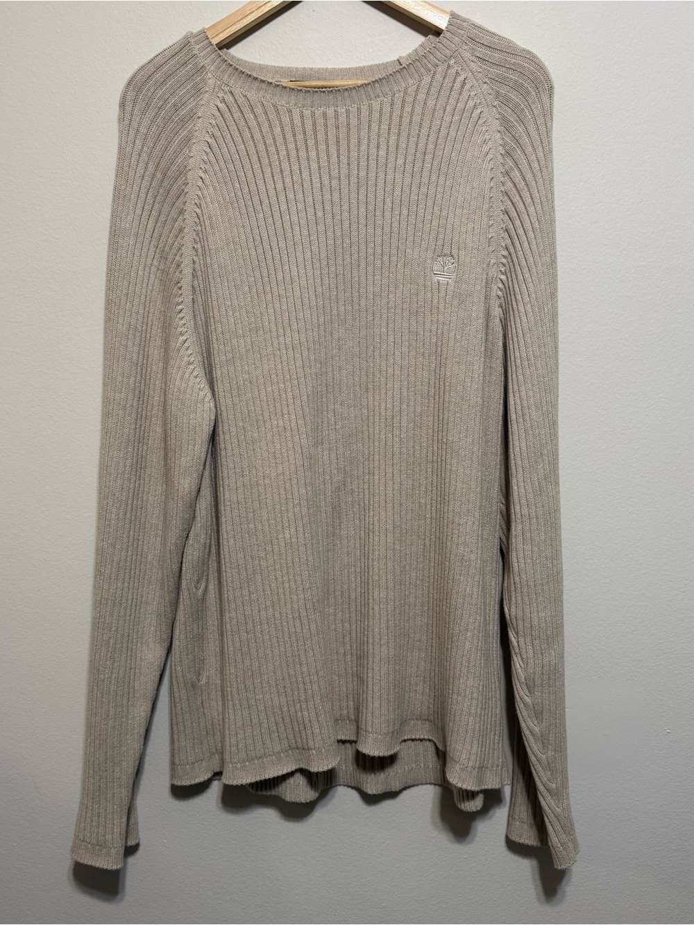 Timberland Beige Logo Ribbed Sweater Mens XL